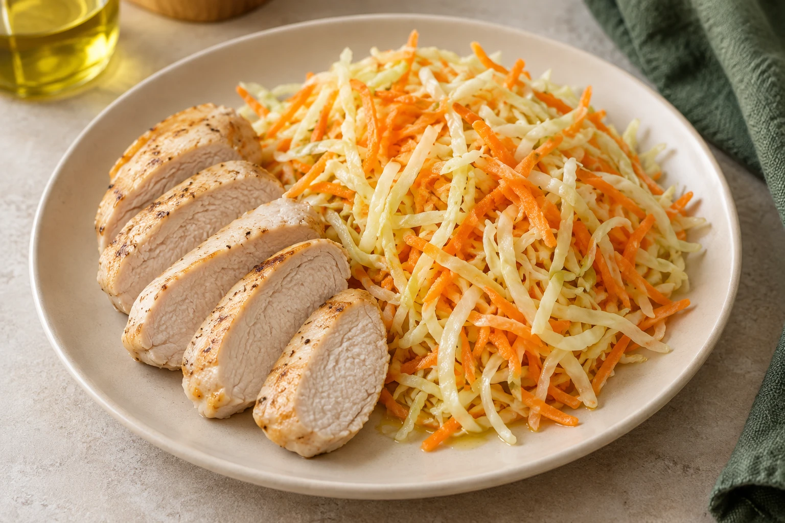Приготовленная курица с капустой и морковью, иллюстрация состава третьей партии