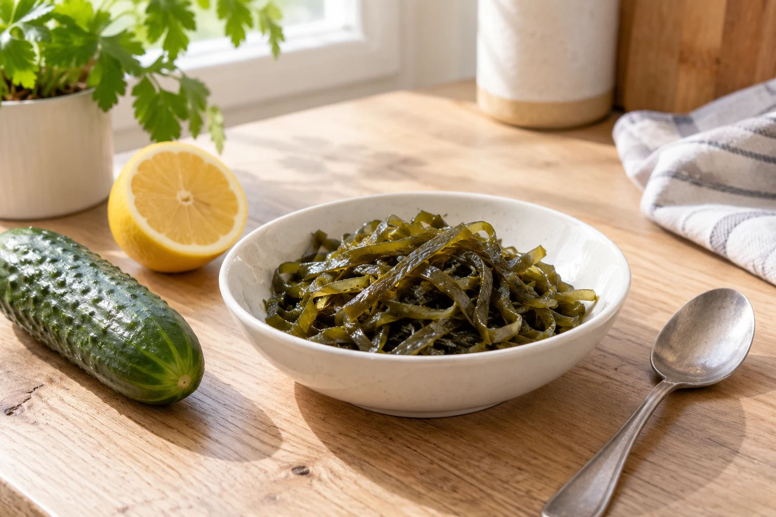 Готовая пищевая ламинария с огурцом, новая иллюстрация категории продукта
